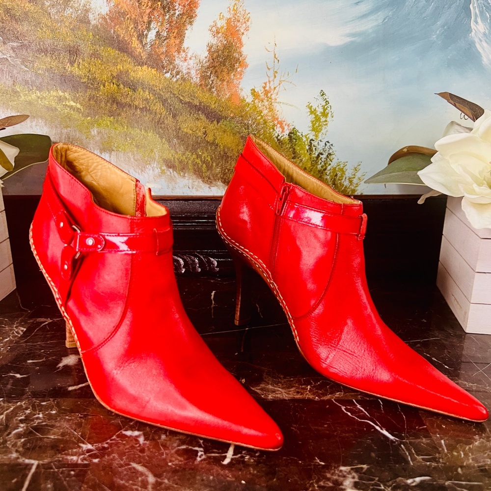 π Lucchese Charlie 1 Horse handcrafted Vintage Heels Western Boots 7 Red RAREπ - Picture 14 of 15